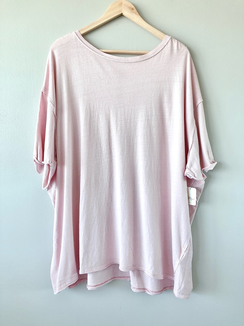 Free People Nina Tee XL rose pink oversized tee 100% cotton